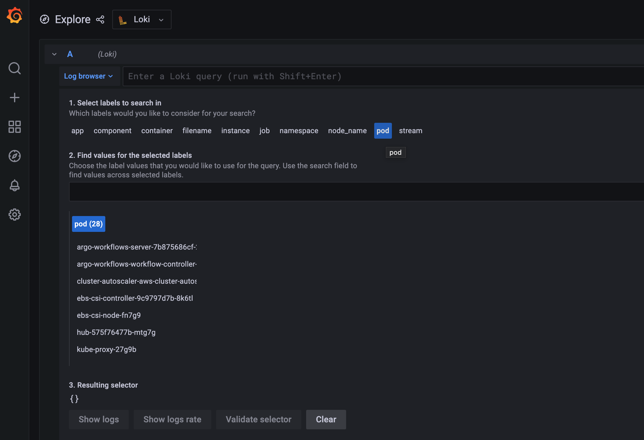 Grafana Select Loki